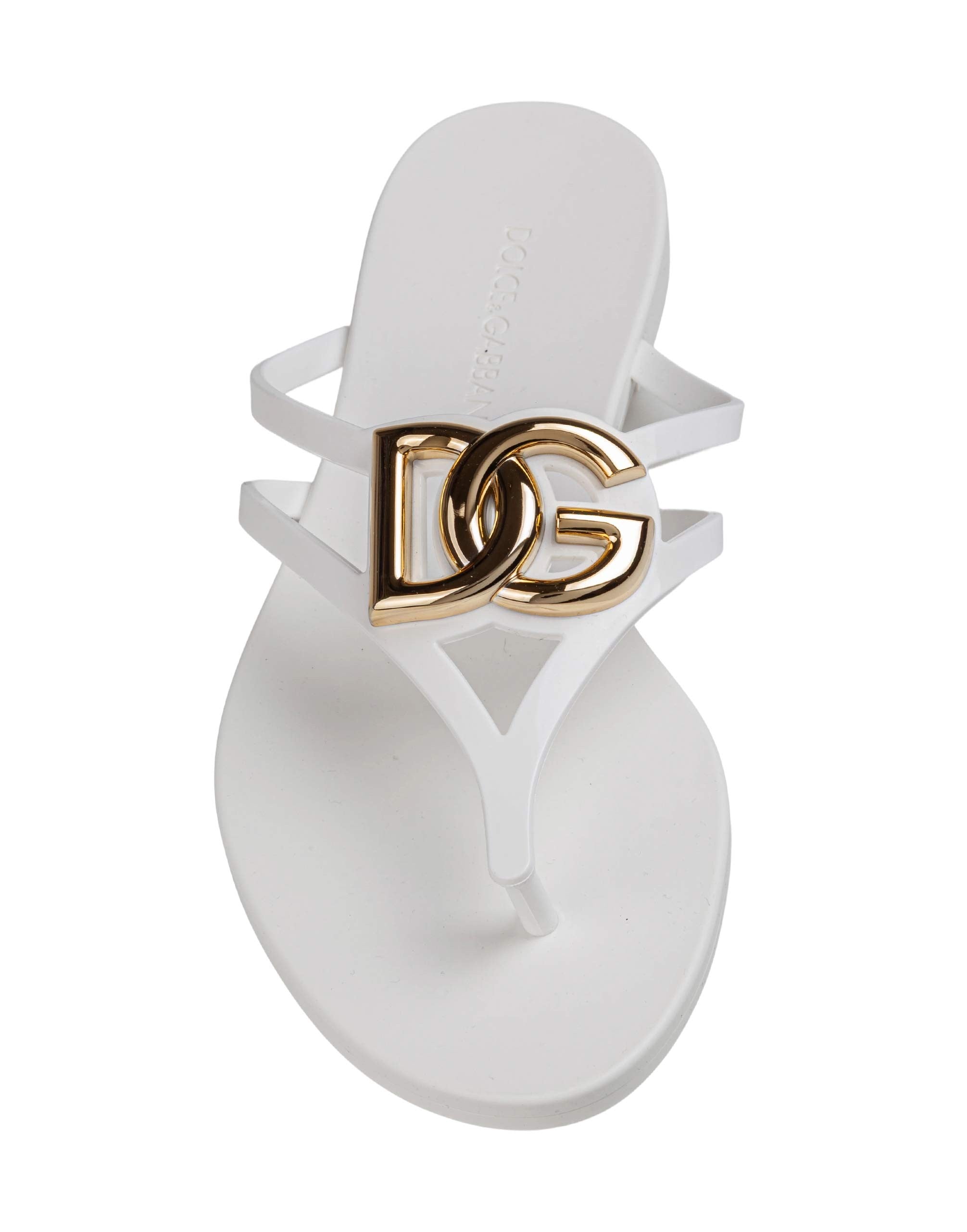 DOLCE & GABBANA RUBBER BEACHWEAR SLIDES, WHITE