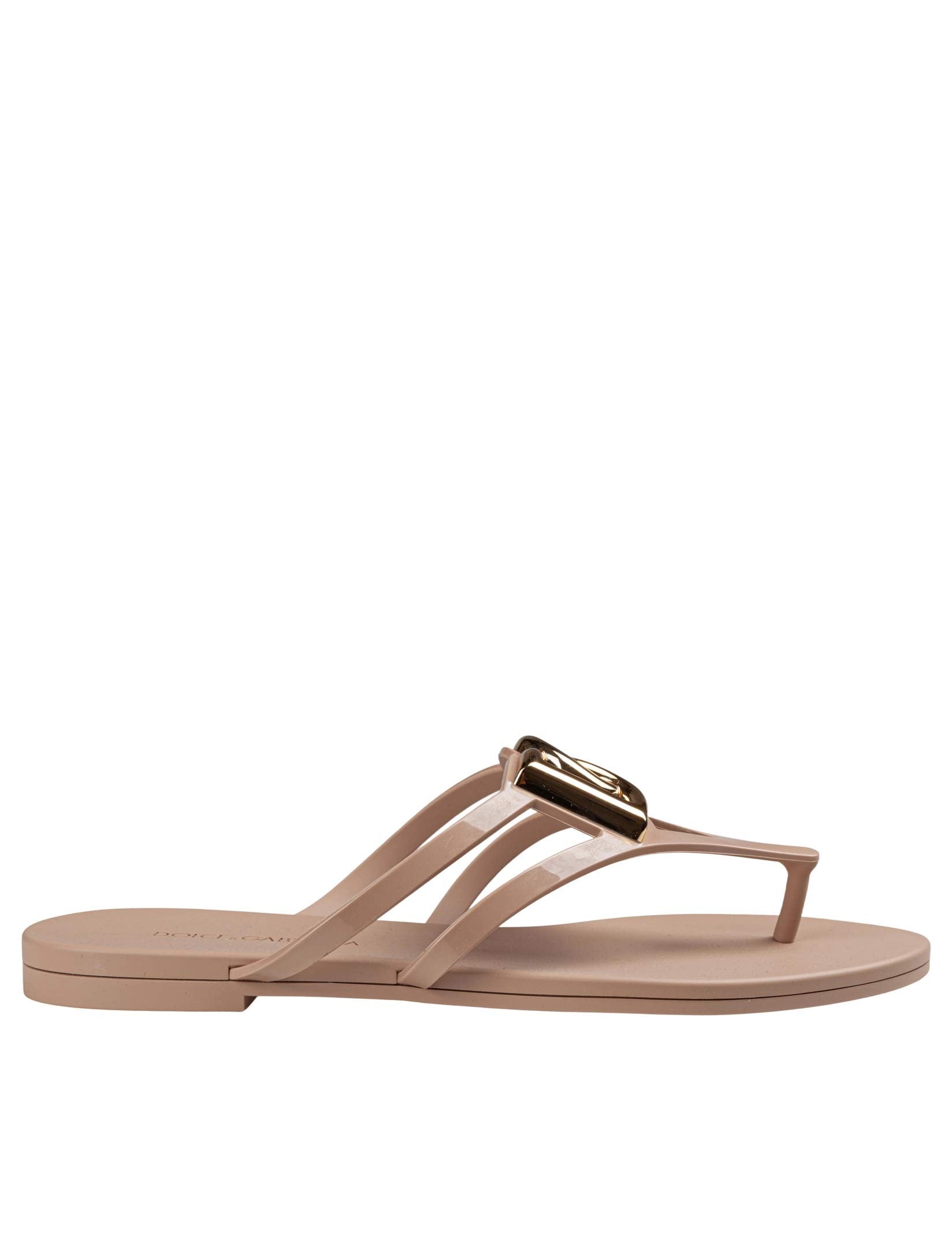 DOLCE & GABBANA RUBBER BEACHWEAR SLIDES, POWDER PINK