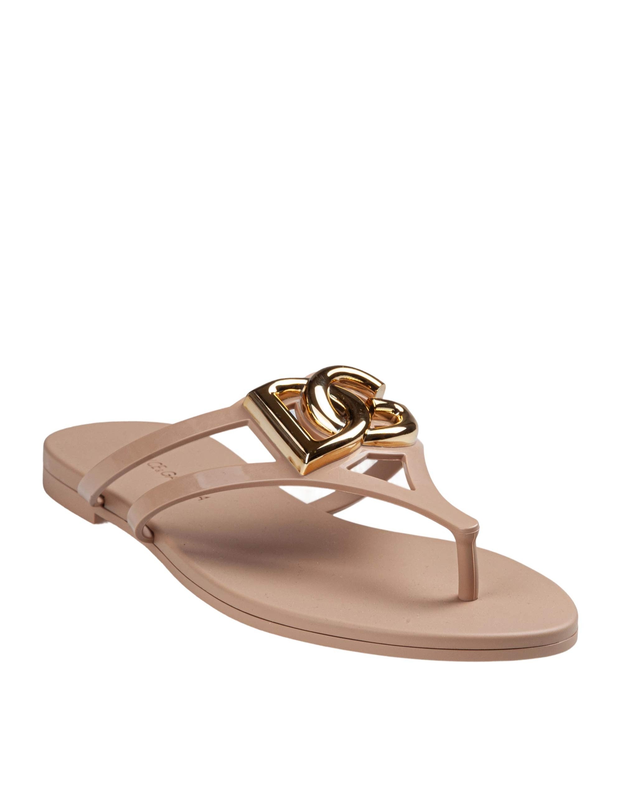 DOLCE & GABBANA RUBBER BEACHWEAR SLIDES, POWDER PINK