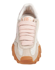 DOLCE & GABBANA IVORY AND PINK FABRIC AND SUEDE ATHLETIC SNEAKERS