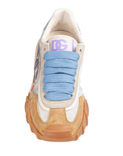 DOLCE & GABBANA SNEAKER ATHLETI IN TESSUTO CAMOSCIO COLORE AVORIO E CAMMELLO