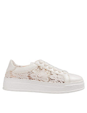AGL SNEAKERS GIULY IN PIZZO E PELLE COLORE BIANCO