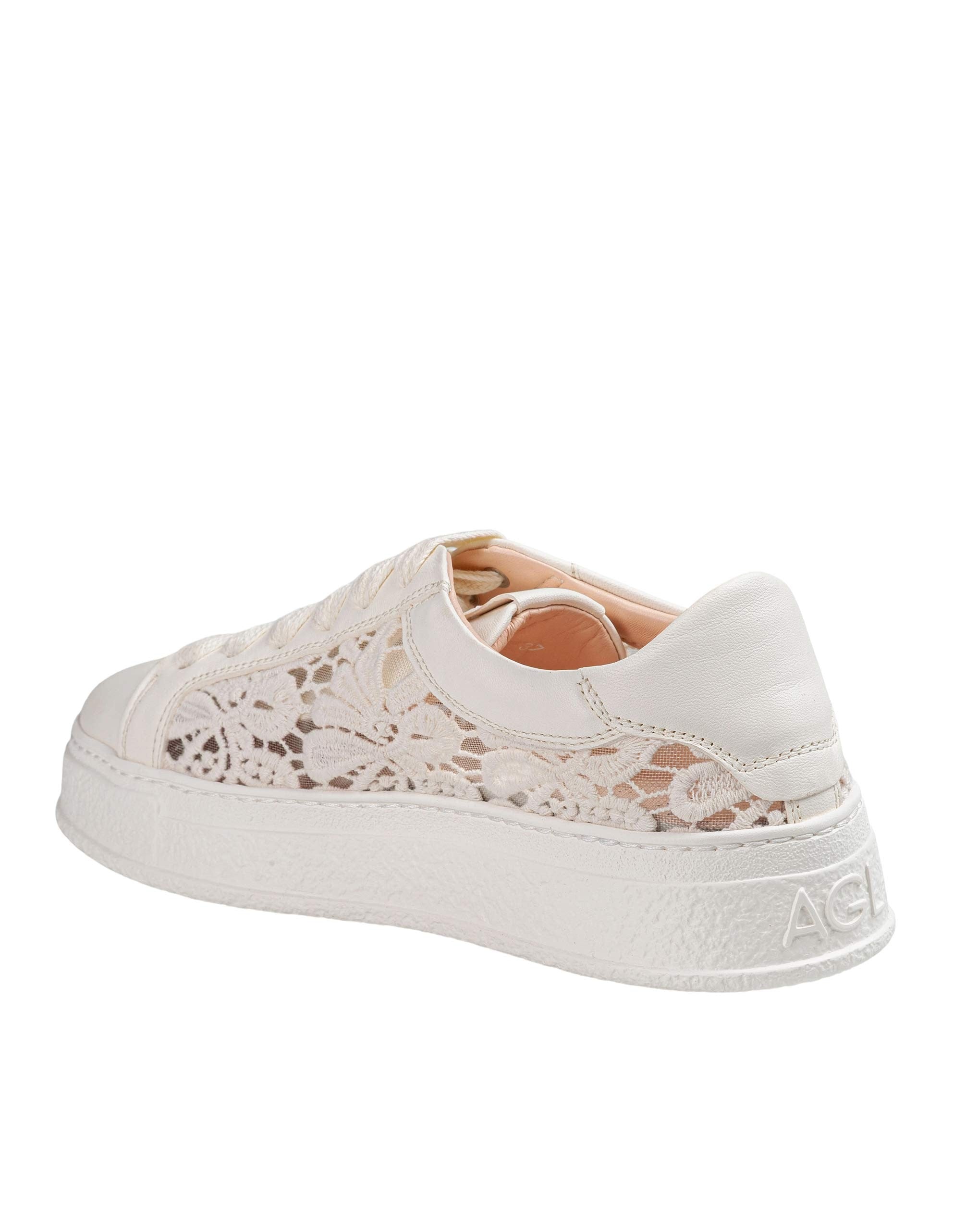 AGL SNEAKERS GIULY IN PIZZO E PELLE COLORE BIANCO