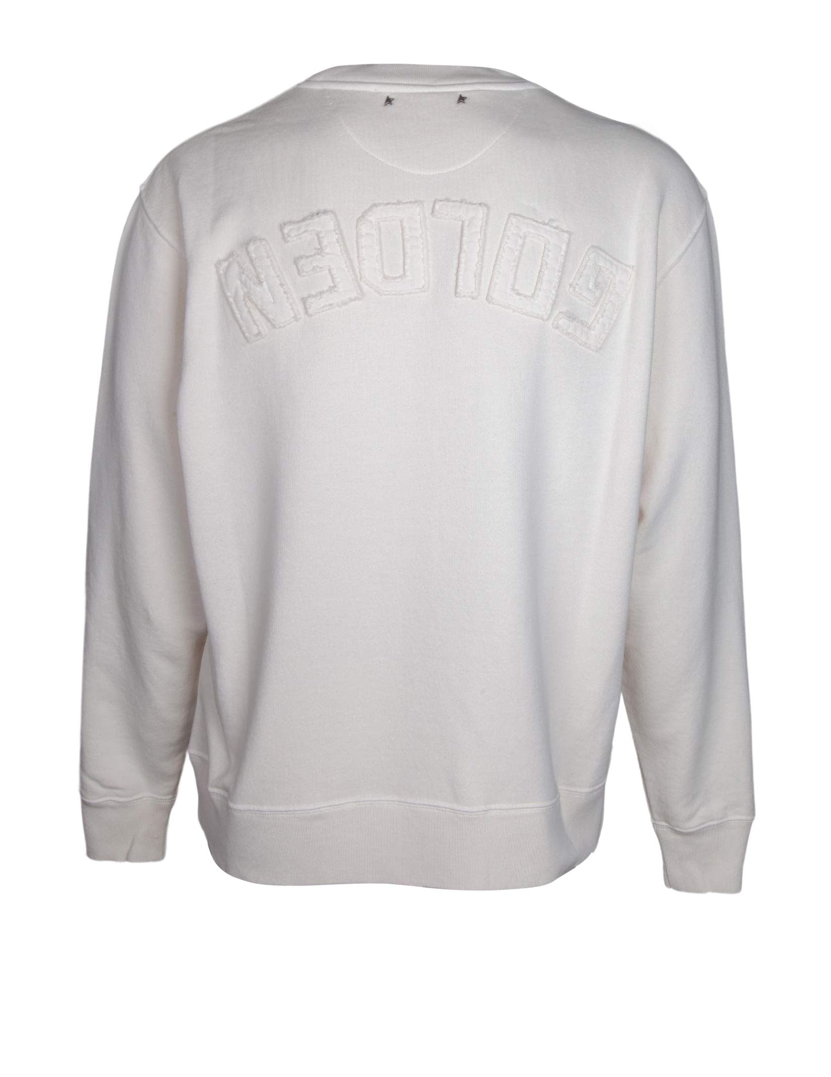 GOLDEN GOOSE FELPA IN COTONE CON LOGO COLORE BIANCO SPORCO