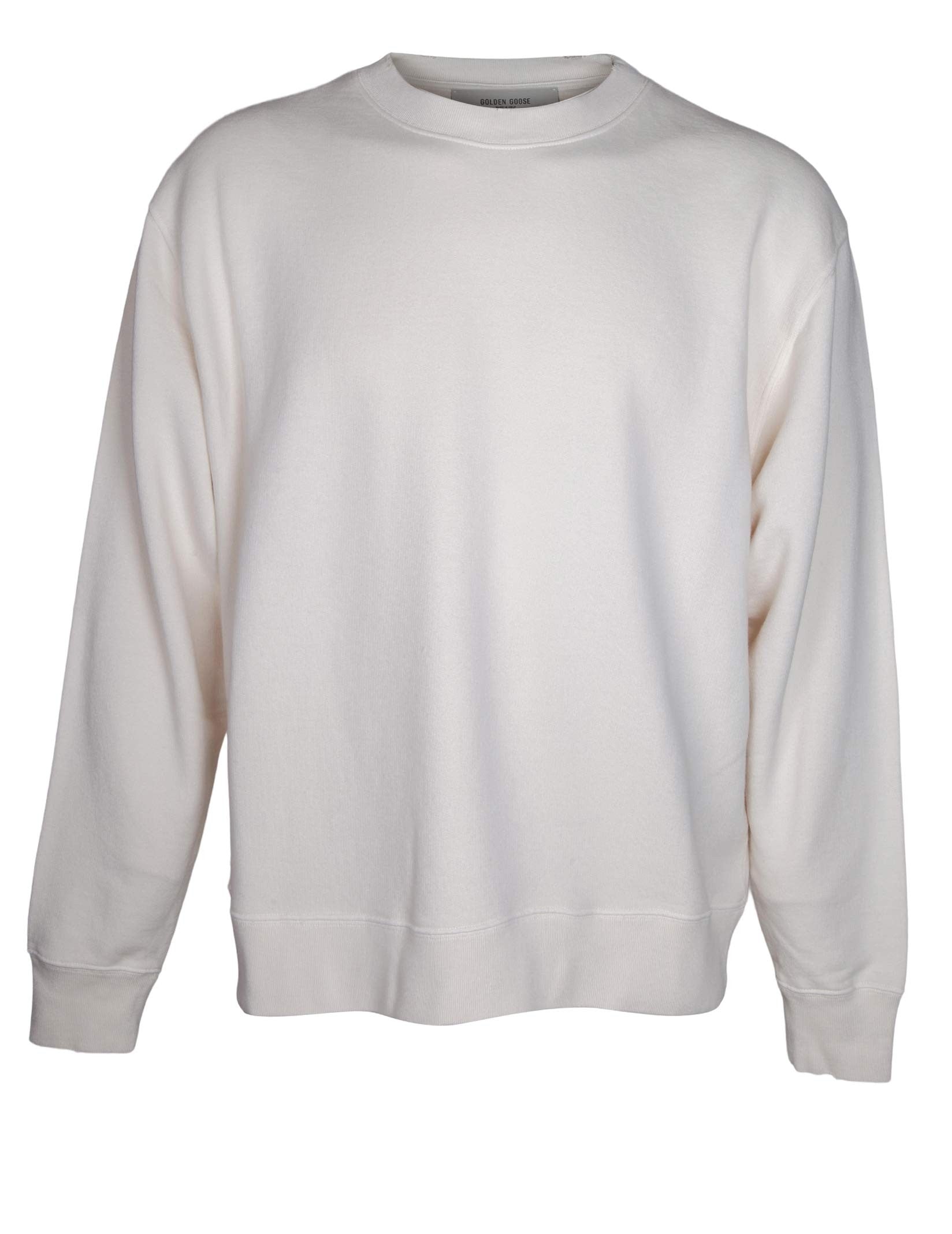 GOLDEN GOOSE FELPA IN COTONE CON LOGO COLORE BIANCO SPORCO