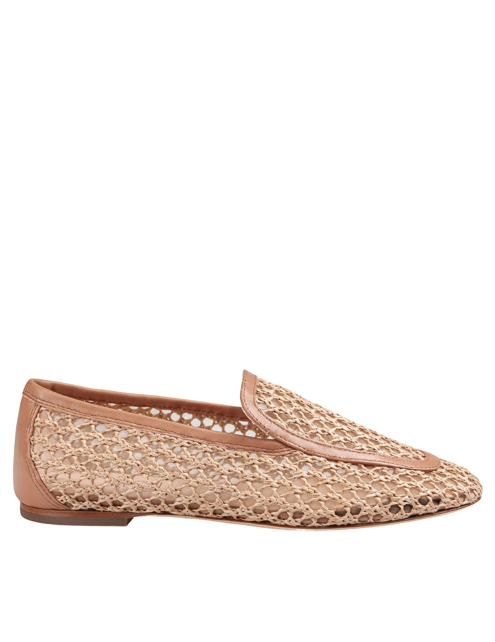 AGL HARPER MOCCASINS IN FABRIC AND LEATHER, COGNAC COLOR