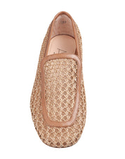 AGL HARPER MOCCASINS IN FABRIC AND LEATHER, COGNAC COLOR