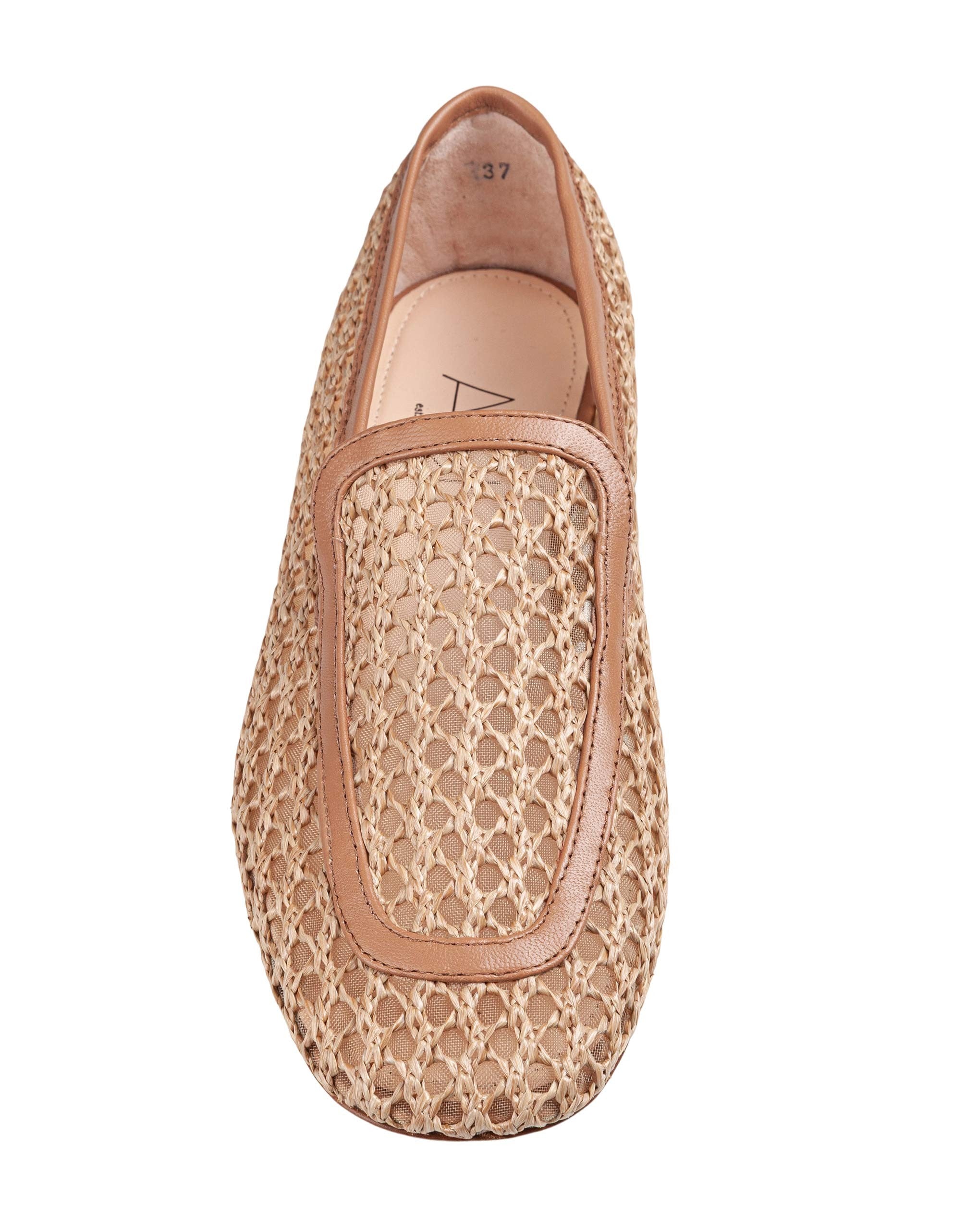 AGL HARPER MOCCASINS IN FABRIC AND LEATHER, COGNAC COLOR