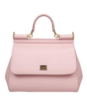 DOLCE & GABBANA BORSA SICILY MEDIA IN PELLE DAUPHINE COLORE ROSA CARNE