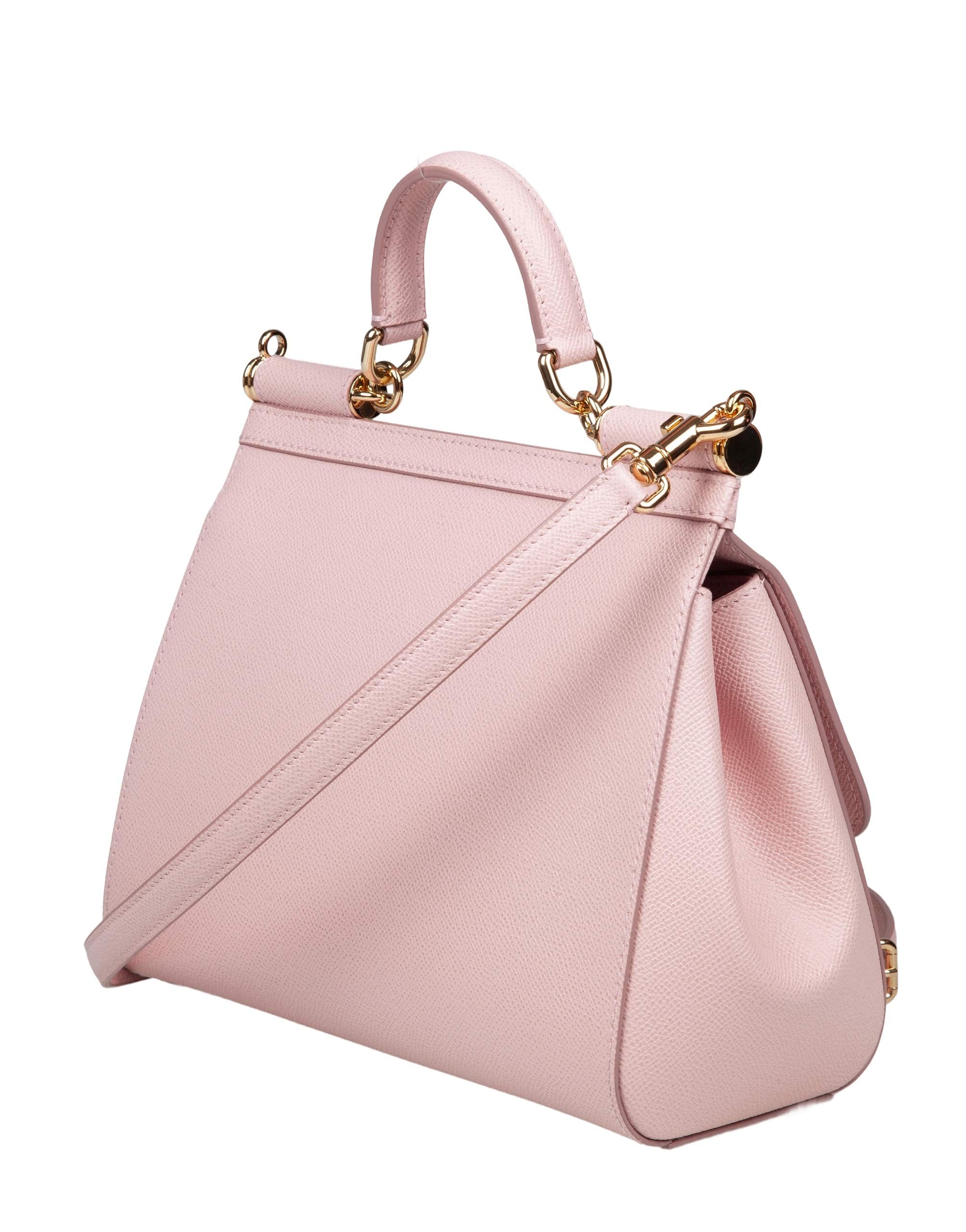 DOLCE & GABBANA BORSA SICILY MEDIA IN PELLE DAUPHINE COLORE ROSA CARNE