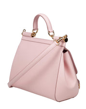 DOLCE & GABBANA BORSA SICILY MEDIA IN PELLE DAUPHINE COLORE ROSA CARNE