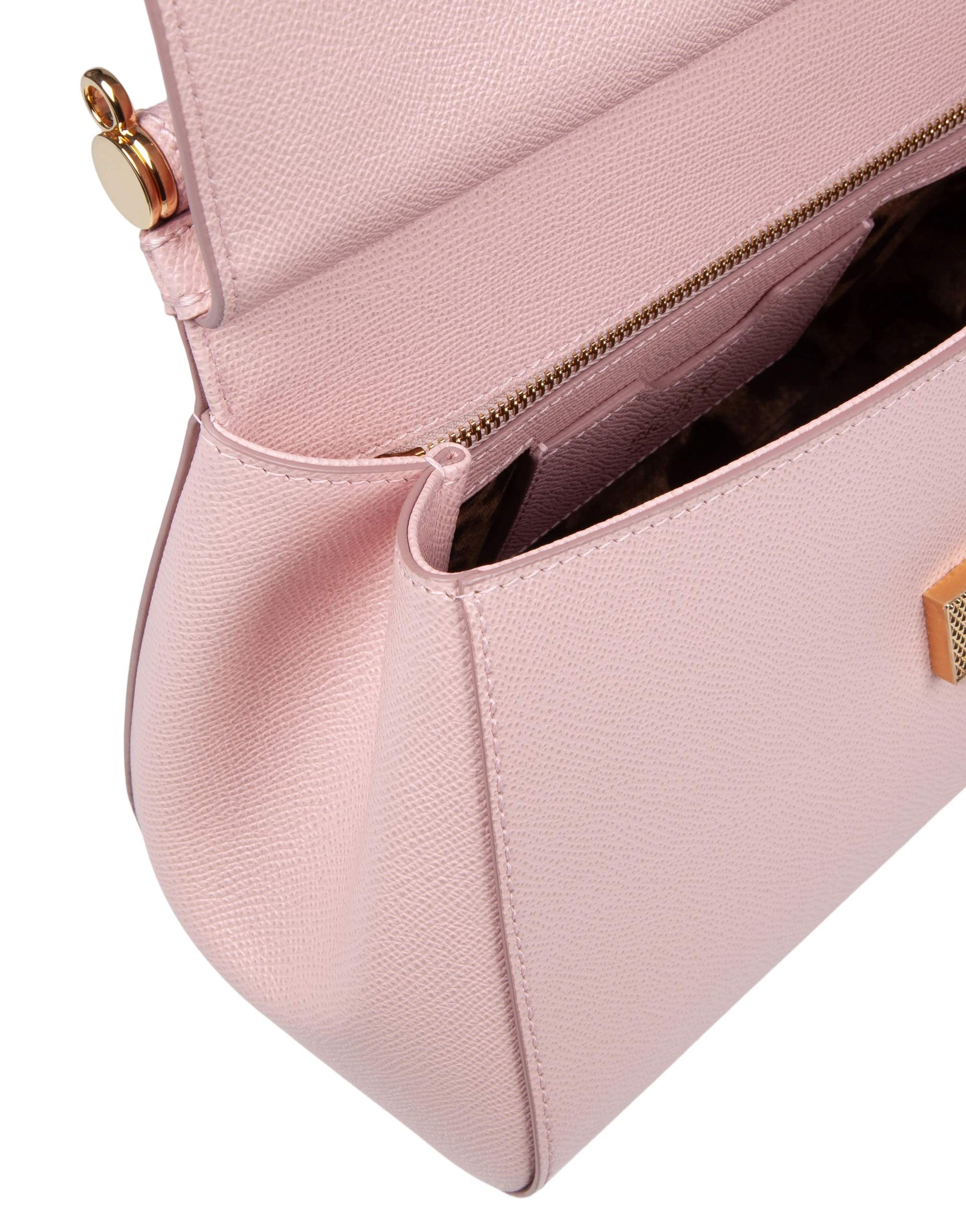 DOLCE & GABBANA BORSA SICILY MEDIA IN PELLE DAUPHINE COLORE ROSA CARNE