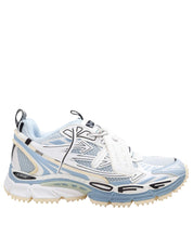 OFF-WHITE BE RIGHT BACK GLOW MESH AND LEATHER SNEAKERS IN GREY AND LIGHT BLUE