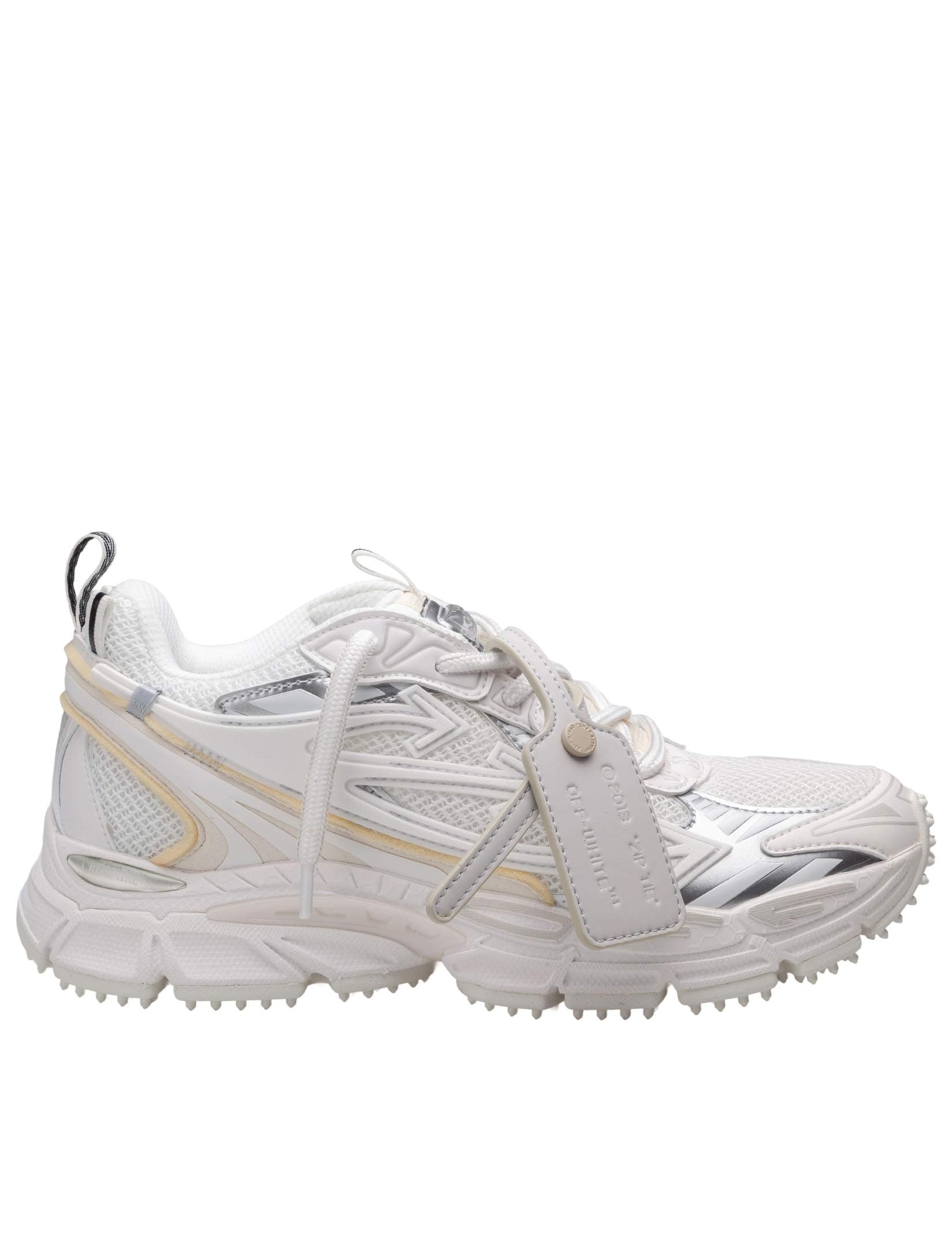 OFF-WHITE BE RIGHT BACK GLOW MESH AND LEATHER SNEAKERS IN WHITE