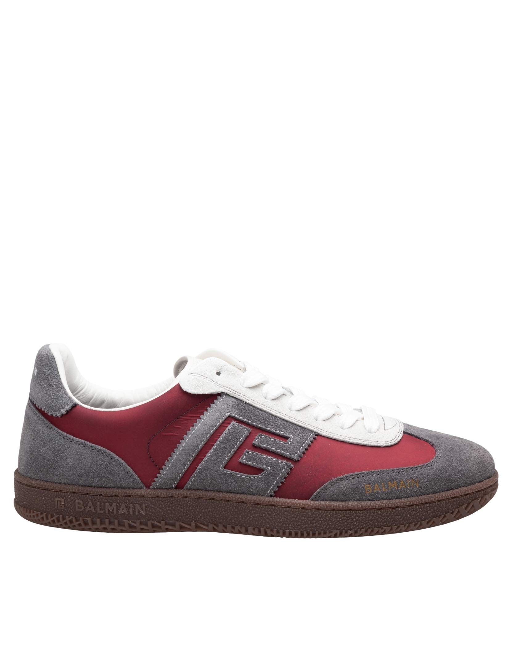 BALMAIN SWAN SNEAKERS IN DEerskin AND NYLON