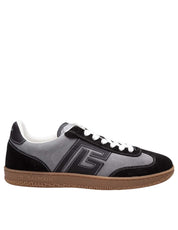 BALMAIN SWAN SNEAKERS IN DEerskin AND NYLON, GREY AND BLACK