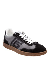 BALMAIN SWAN SNEAKERS IN DEerskin AND NYLON, GREY AND BLACK