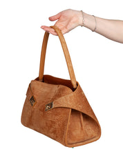 FERRAGAMO HUG SOFT SUEDE SHOULDER BAG IN NATURAL COLOR