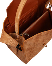 FERRAGAMO HUG SOFT SUEDE SHOULDER BAG IN NATURAL COLOR