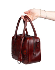 GOLDEN GOOSE BORSA A MANO VITA BAG IN PELLE VINTAGE CON FIORI RICAMATI