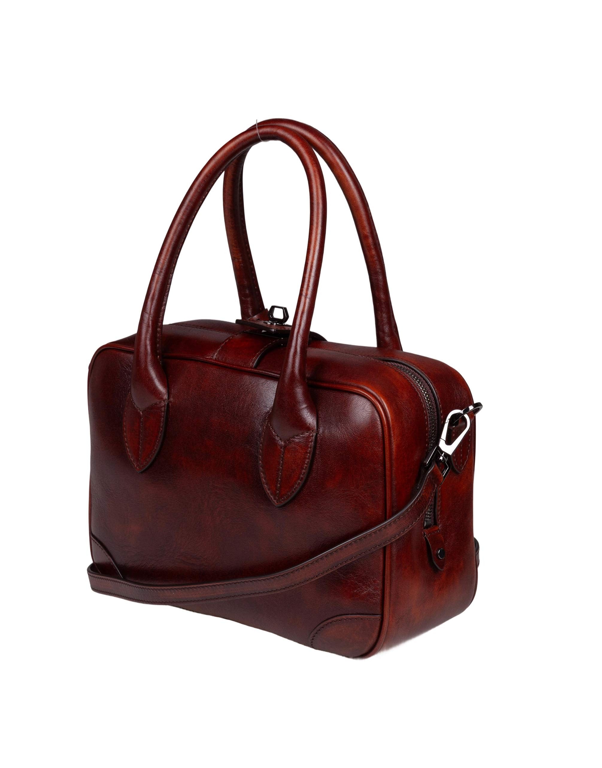 GOLDEN GOOSE BORSA A MANO VITA BAG IN PELLE VINTAGE CON FIORI RICAMATI