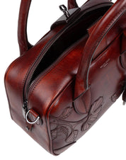 GOLDEN GOOSE BORSA A MANO VITA BAG IN PELLE VINTAGE CON FIORI RICAMATI
