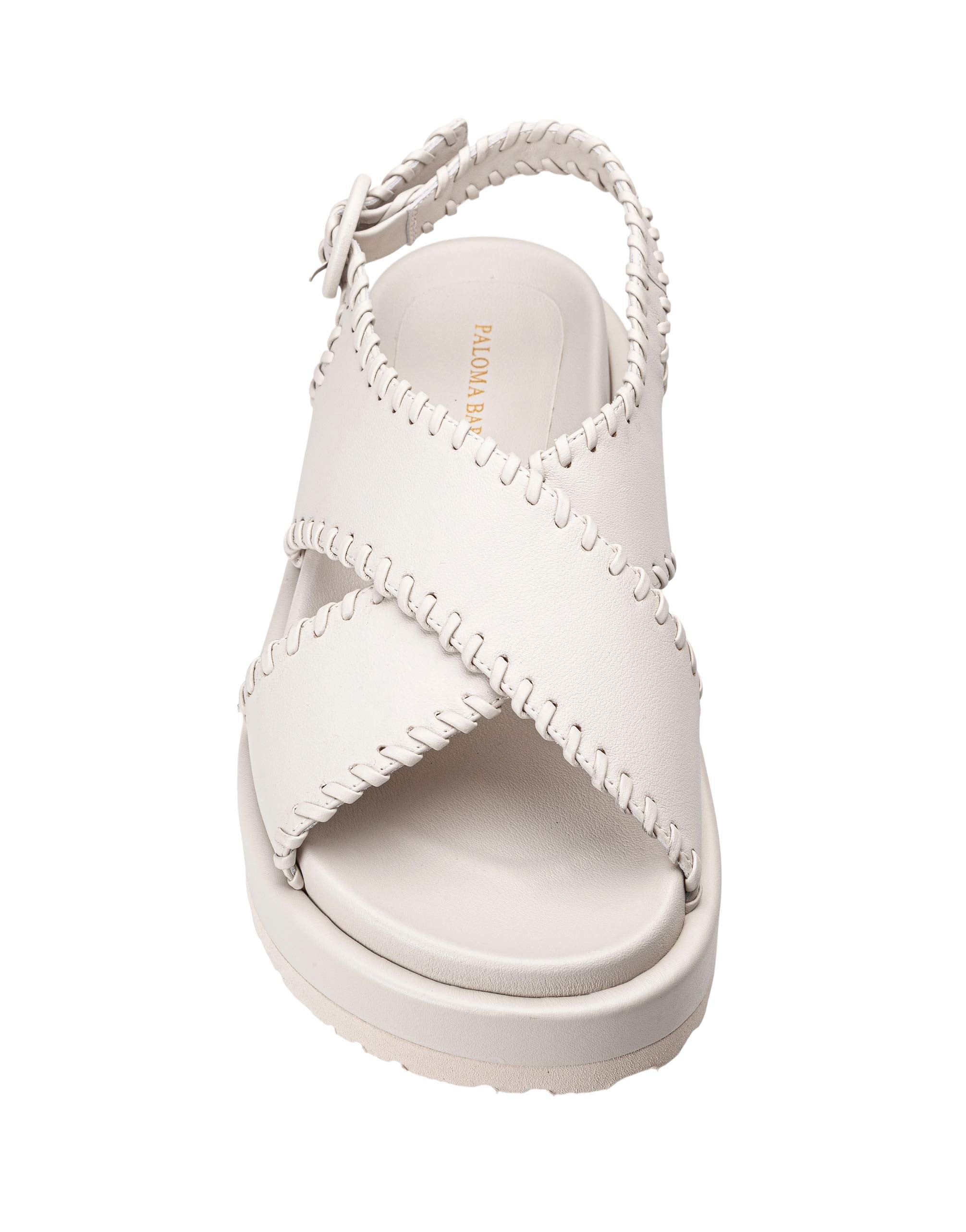 PALOMA BARCELO' URSULA NAPPA LEATHER SANDAL, OFF-WHITE