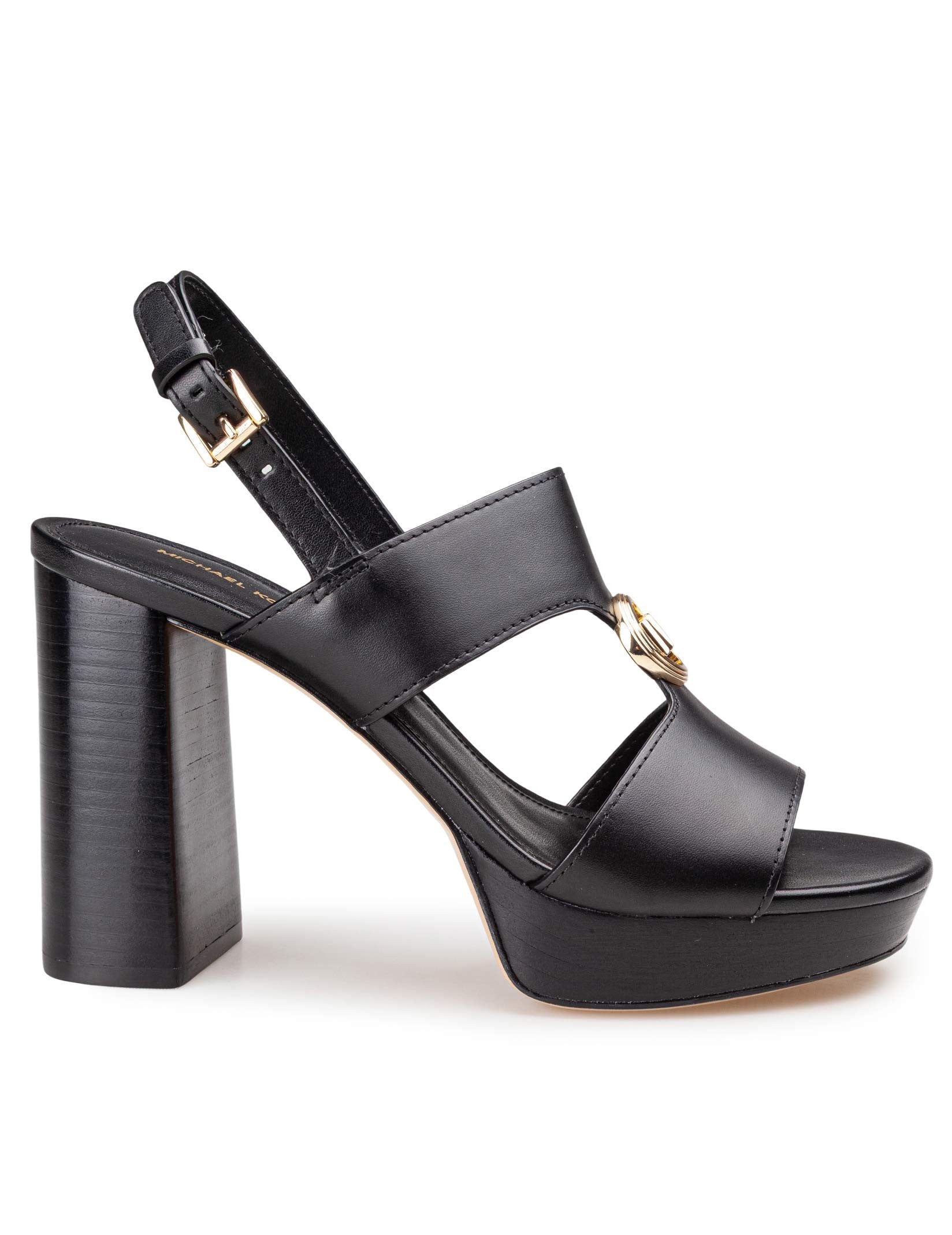 MICHAEL KORS ERIN PLATFORM LEATHER SANDAL, BLACK