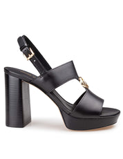 MICHAEL KORS ERIN PLATFORM LEATHER SANDAL, BLACK