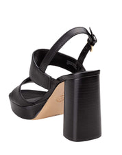 MICHAEL KORS ERIN PLATFORM LEATHER SANDAL, BLACK