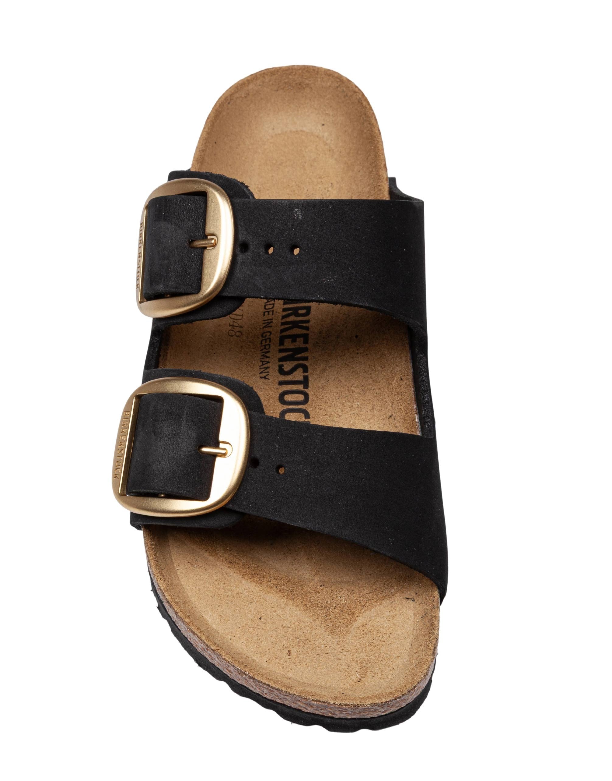 BIRKENSTOCK ARIZONA BIG BUCKLE SANDAL IN BLACK SUEDE