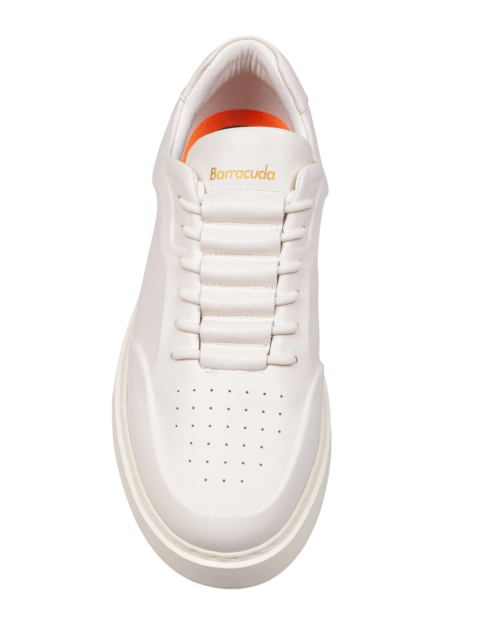 BARRACUDA MEN'S PHOENIX WHITE LEATHER SNEAKERS