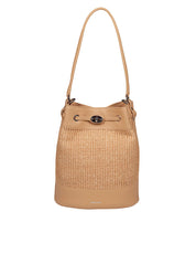 ZANELLATO MONDA' WICKER BUCKET BAG IN LEATHER AND RAFFIA COLOR BEIGE