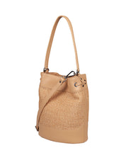 ZANELLATO MONDA' WICKER BUCKET BAG IN LEATHER AND RAFFIA COLOR BEIGE
