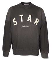 GOLDEN GOOSE STAR BOXI CREWNECK COTTON SWEATSHIRT, GREY