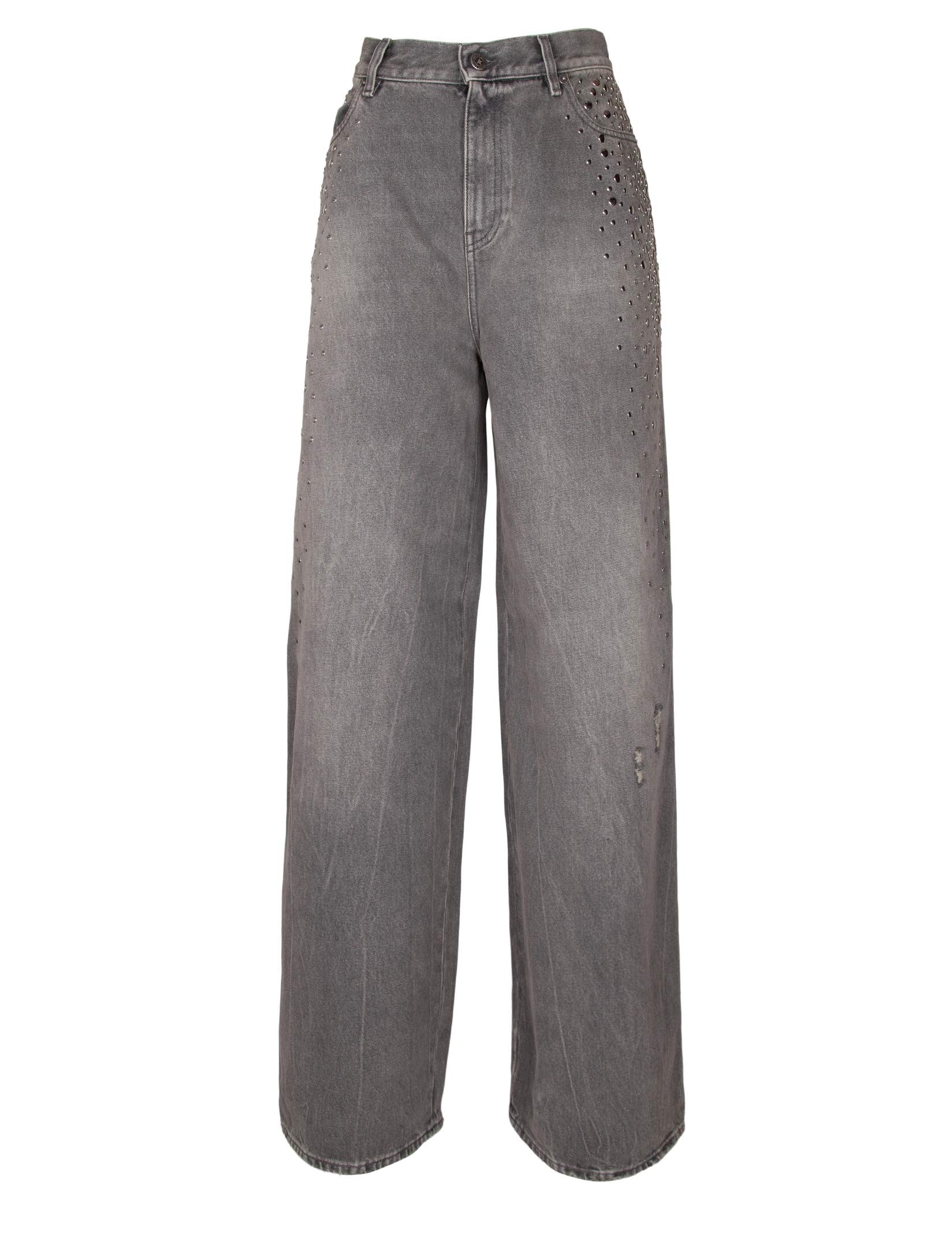 GOLDEN GOOSE BOYFRIEND COTTON JEANS WITH DEGRADED STUDS