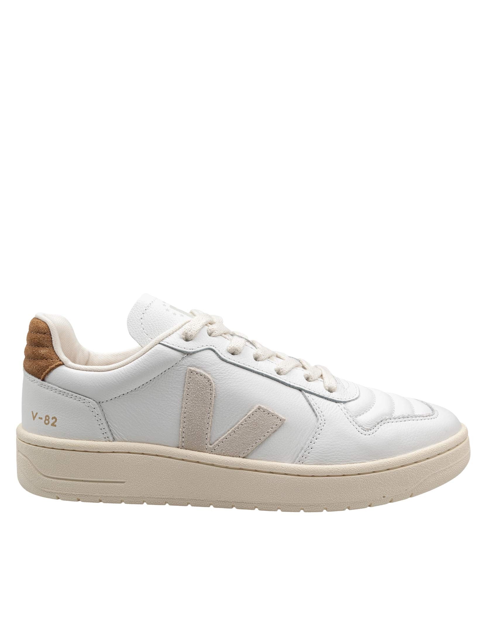 VEJA SNEAKERS V82 IN PELLE GRANATA COLOR BIANCO E PIERRE
