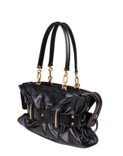 BALMAIN ANTHEM BUFFALO LEATHER BAG, BLACK