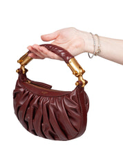 BALMAIN MINI Ébène LEATHER BAG IN BROWN