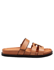 TORY BURCH INES SPORT LEATHER SLIDE, CARAMEL COLOR