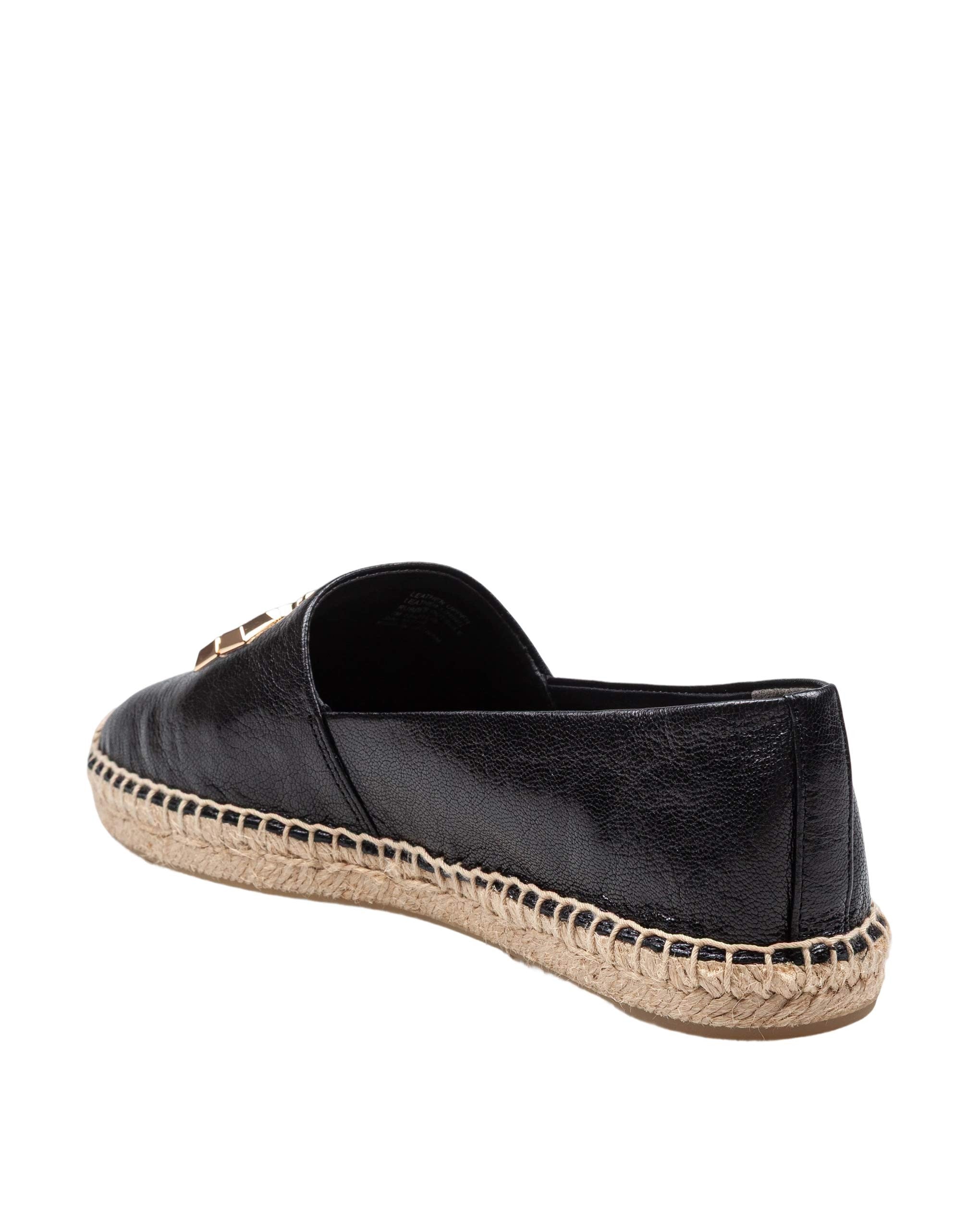 TORY BURCH ELEANOR ESPADRILLE IN LEATHER COLOR BLACK