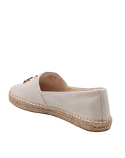 TORY BURCH ELEANOR ESPADRILLE IN LEATHER COLOR CREAM