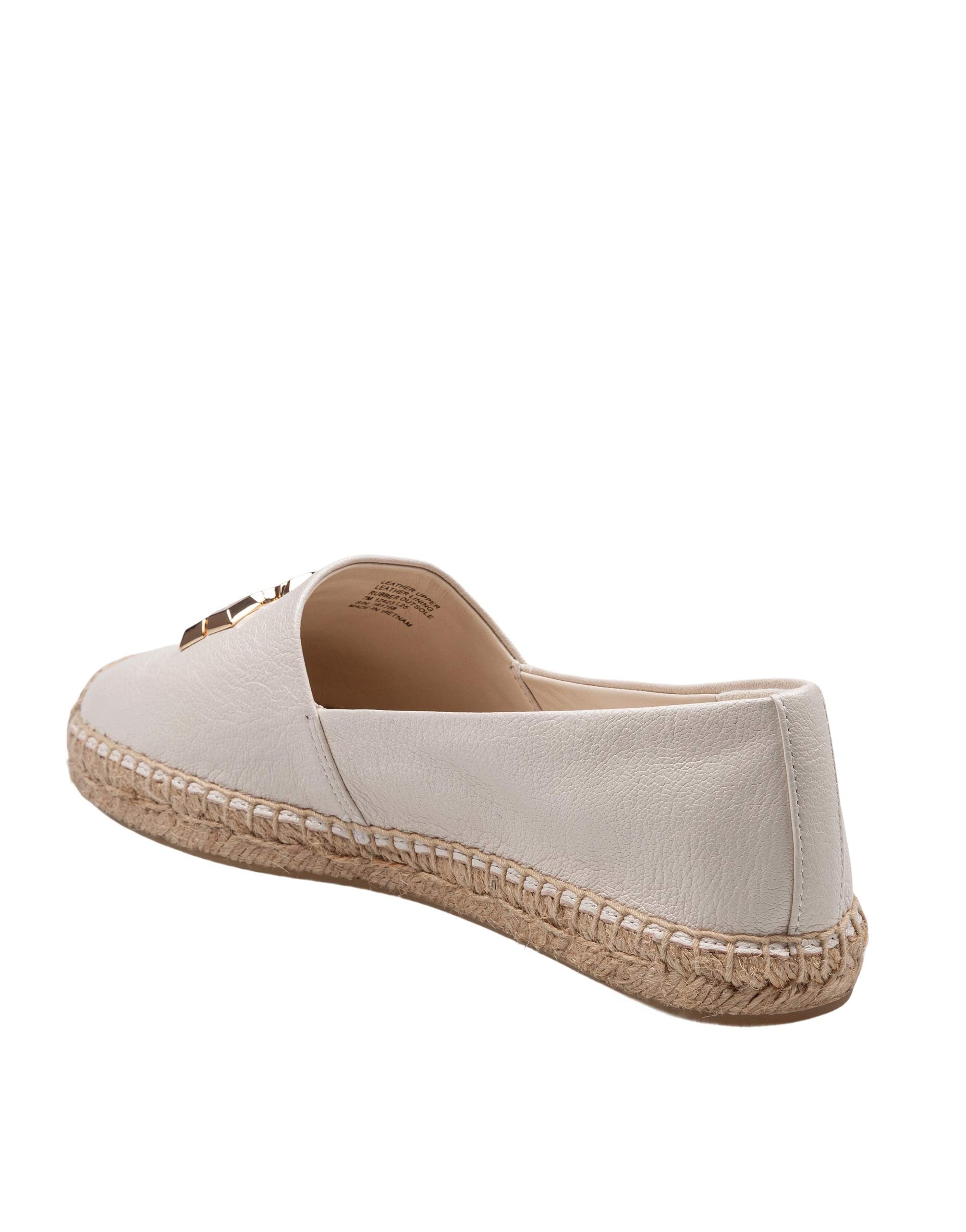 TORY BURCH ELEANOR ESPADRILLE IN LEATHER COLOR CREAM