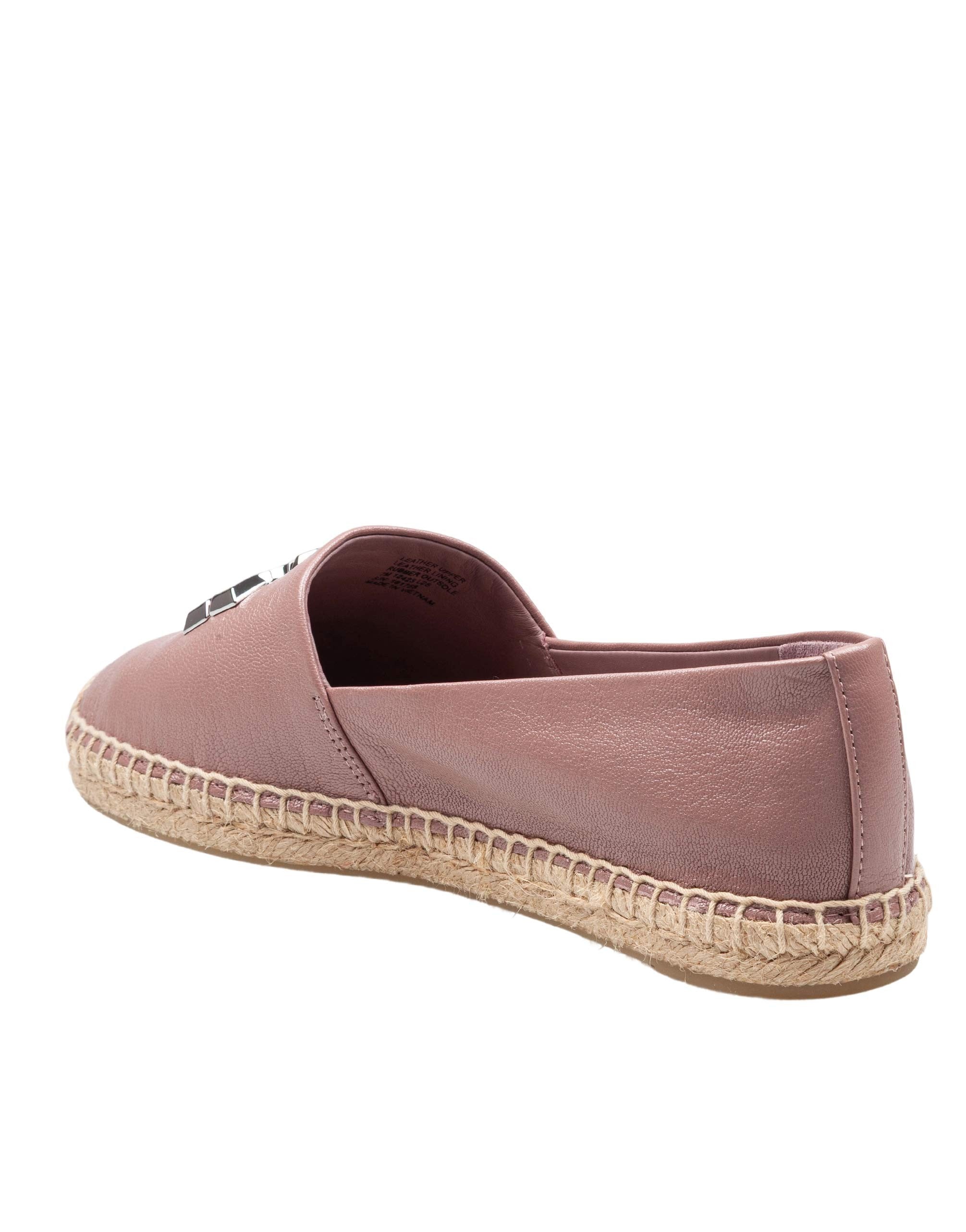 TORY BURCH ELEANOR ESPADRILLE IN LEATHER COLOR LIGHT MAUVE