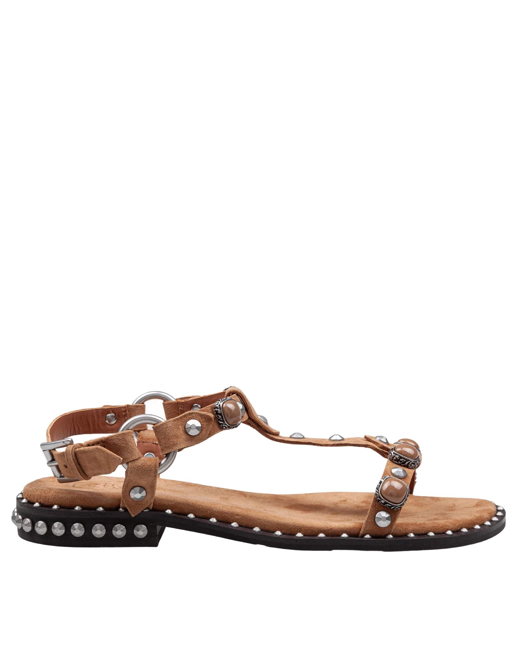 ASH STUDDED PODIUM SANDAL IN MOCHA SUEDE