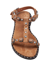 ASH STUDDED PODIUM SANDAL IN MOCHA SUEDE