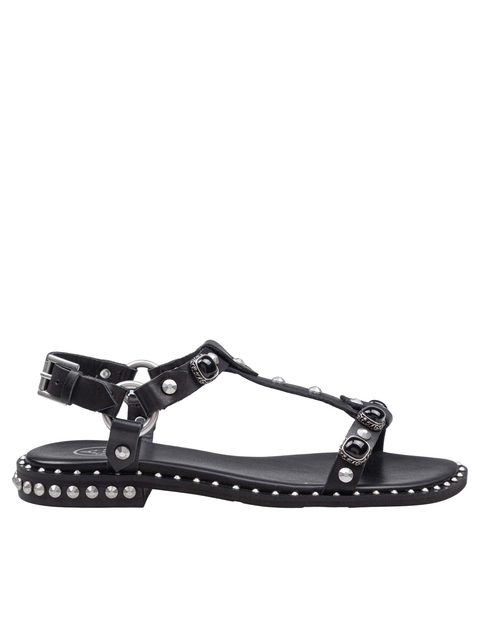 ASH SANDALO PODIUM CON BORCHIE APPLICATE IN PELLE COLORE NERO