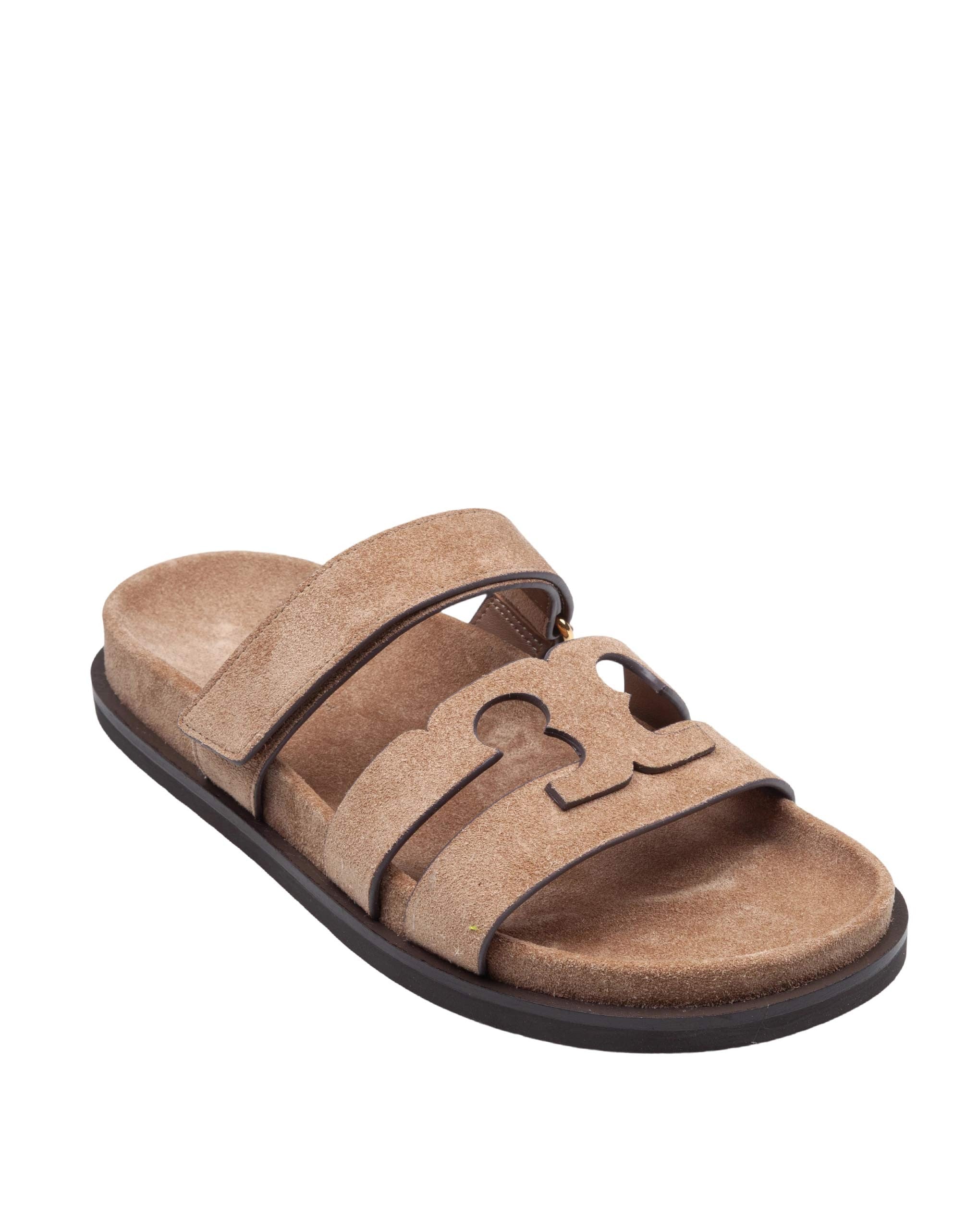 TORY BURCH INES SPORT SLIDE IN SAND SUEDE