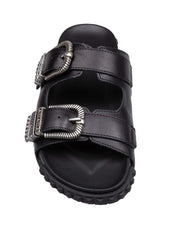 ASH TWISTER LEATHER SANDAL, BLACK