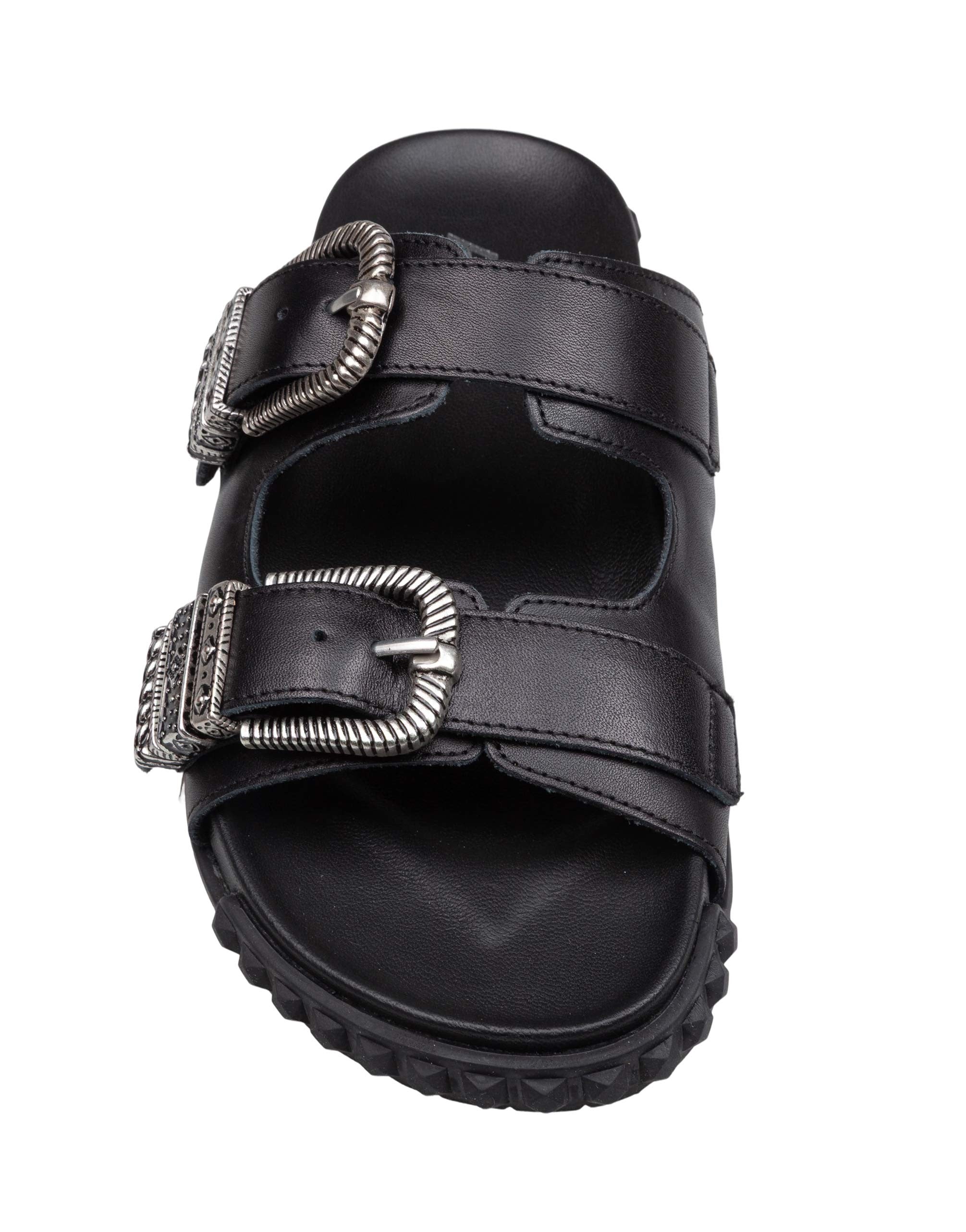ASH TWISTER LEATHER SANDAL, BLACK